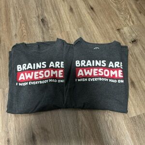 Lot of 2 DOM Graphic Tees 2XL Brains Are Awesome Funny Shirt Bundle